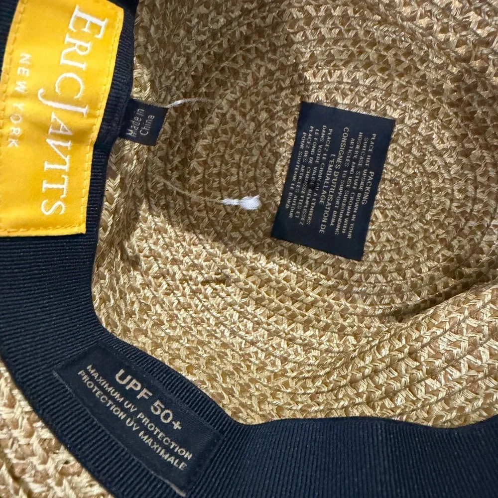 Eric Javits Natural Straw Fedora with Black Band